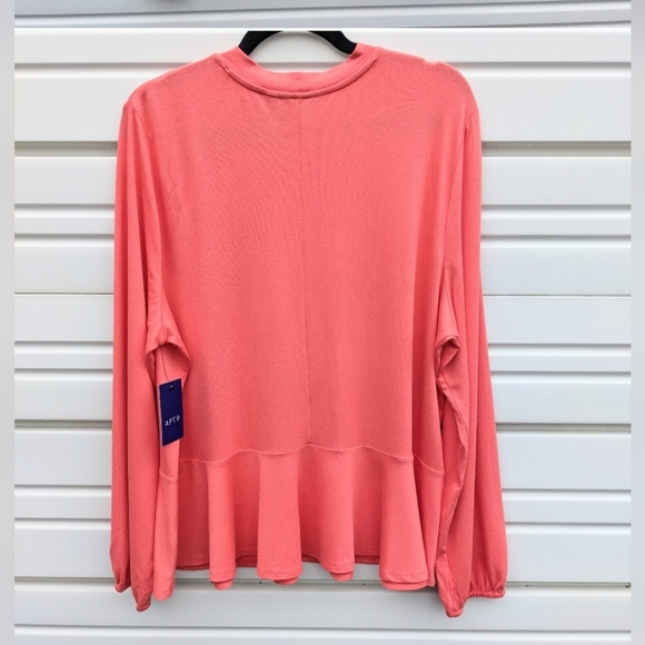 APT 9 Long Sleeves Top XXL babydoll style flowy crew neck elastic at wrist - Picture 2 of 6